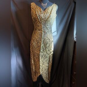 Nadine Elegant Black and Gold Dress